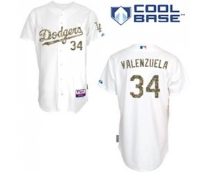 Los Angeles Dodgers #34 Fernando Valenzuela Replica White USMC Cool Base Baseball Jersey