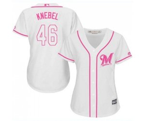Women\'s Milwaukee Brewers #46 Corey Knebel Replica White Fashion Cool Base Baseball Jersey