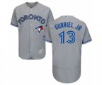 Toronto Blue Jays #13 Lourdes Gurriel Jr. Grey Road Flex Base Authentic Collection Baseball Player Jersey