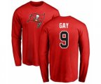 Tampa Bay Buccaneers #9 Matt Gay Red Name & Number Logo Long Sleeve T-Shirt