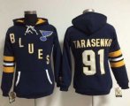 Women St. Louis Blues #91 Vladimir Tarasenko Navy Blue Old Time Heidi NHL Hoodie