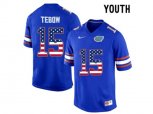 2016 US Flag Fashion Youth Florida Gators Tim Tebow #15 College Football Jersey - Blue