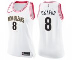 Women's New Orleans Pelicans #8 Jahlil Okafor Swingman White Pink Fashion Basketball Jersey