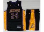 Los Angeles Lakers #24 Kobe Bryant Black Revolution 30 Swingman Suits Purple Number Style