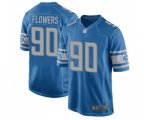Detroit Lions #90 Trey Flowers Game Blue Team Color Football Jersey