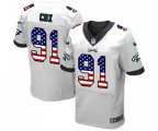 Philadelphia Eagles #91 Fletcher Cox Elite White Road USA Flag Fashion Football Jersey