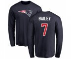 New England Patriots #7 Jake Bailey Navy Blue Name & Number Logo Long Sleeve T-Shirt