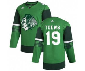 Chicago Blackhawks #19 Jonathan Toews 2020 St. Patrick\'s Day Stitched Hockey Jersey Green