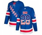 Adidas New York Rangers #28 Tie Domi Authentic Royal Blue USA Flag Fashion NHL Jersey