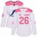 Women Tampa Bay Lightning #26 Martin St. Louis Authentic White Pink Fashion NHL Jersey