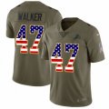 Detroit Lions #47 Tracy Walker Limited Olive USA Flag Salute to Service NFL Jersey