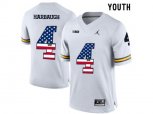 2016 US Flag Fashion-2016 Youth Jordan Brand Michigan Wolverines Jim Harbaugh #4 College Football Limited Jersey - White