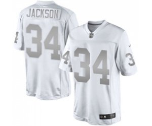 Oakland Raiders #34 Bo Jackson Limited White Platinum Football Jersey