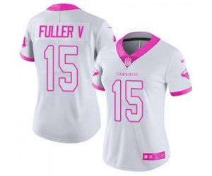 Women Houston Texans #15 Will Fuller V Limited White Pink Rush Fashion Football Jersey