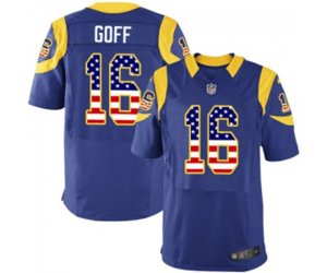 Los Angeles Rams #16 Jared Goff Elite Royal Blue Alternate USA Flag Fashion Football Jersey
