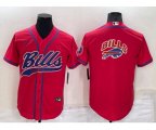 Buffalo Bills Red Team Big Logo With Patch Cool Base Stitched Baseball Jersey