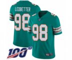 Miami Dolphins #98 Jonathan Ledbetter Aqua Green Alternate Vapor Untouchable Limited Player 100th Season Football Jersey