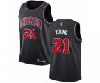Chicago Bulls #21 Thaddeus Young Authentic Black Basketball Jersey Statement Edition