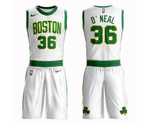 Boston Celtics #36 Shaquille O\'Neal Authentic White Basketball Suit Jersey - City Edition