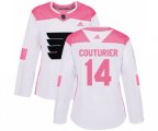 Women Adidas Philadelphia Flyers #14 Sean Couturier Authentic White Pink Fashion NHL Jersey
