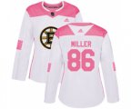Women Boston Bruins #86 Kevan Miller Authentic White Pink Fashion Hockey Jersey