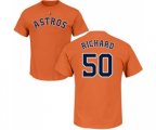 Houston Astros #50 J.R. Richard Orange Name & Number T-Shirt