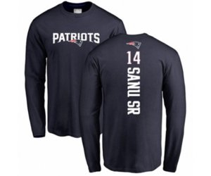 New England Patriots #14 Mohamed Sanu Sr Navy Blue Backer Long Sleeve T-Shirt