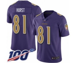 Baltimore Ravens #81 Hayden Hurst Limited Purple Rush Vapor Untouchable 100th Season Football Jersey