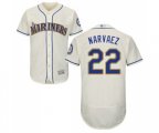 Seattle Mariners #22 Omar Narvaez Cream Alternate Flex Base Authentic Collection Baseball Jersey