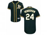 Oakland Athletics #24 Rickey Henderson Green Flexbase Authentic Collection MLB Jersey