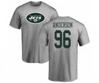 New York Jets #96 Henry Anderson Ash Name & Number Logo T-Shirt