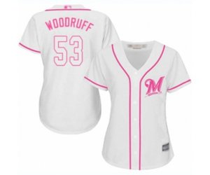 Women\'s Milwaukee Brewers #53 Brandon Woodruff Replica White Fashion Cool Base Baseball Jersey