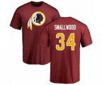 Washington Redskins #34 Wendell Smallwood Maroon Name & Number Logo T-Shirt