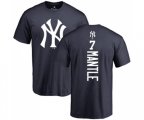 New York Yankees #7 Mickey Mantle Replica Blue Road Baseball T-Shirt