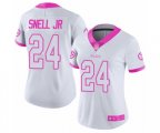 Women Pittsburgh Steelers #24 Benny Snell Jr. Limited White Pink Rush Fashion Football Jersey