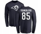 Los Angeles Rams #85 Jack Youngblood Navy Blue Name & Number Logo Long Sleeve T-Shirt