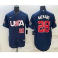 USA Baseball #28 Nolan Arenado Number 2023 Navy World Baseball Classic Stitched Jersey