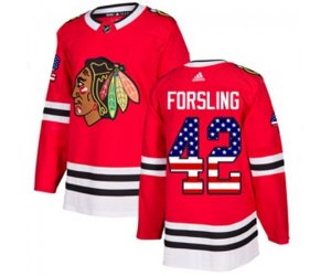 Chicago Blackhawks #42 Gustav Forsling Authentic Red USA Flag Fashion NHL Jersey