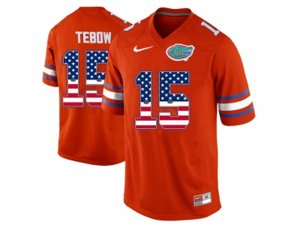 2016 US Flag Fashion Florida Gators Tim Tebow #15 College Football Jersey - Orange
