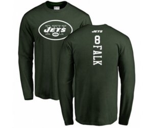 New York Jets #8 Luke Falk Green Backer Long Sleeve T-Shirt