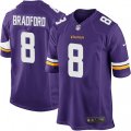 Minnesota Vikings #8 Sam Bradford Game Purple Team Color NFL Jersey