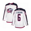 Columbus Blue Jackets #6 Adam Clendening Authentic White Away NHL Jersey