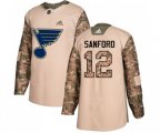 Adidas St. Louis Blues #12 Zach Sanford Authentic Camo Veterans Day Practice NHL Jersey