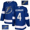 Tampa Bay Lightning #4 Vincent Lecavalier Authentic Royal Blue Fashion Gold NHL Jersey