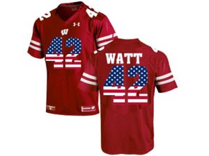2016 US Flag Fashion-2016 Men\'s UA Wisconsin Badgers T.J Watt #42 College Football Jersey - Red