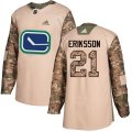 Vancouver Canucks #21 Loui Eriksson Authentic Camo Veterans Day Practice NHL Jersey