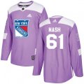 New York Rangers #61 Rick Nash Authentic Purple Fights Cancer Practice NHL Jersey