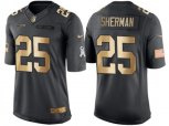 Seattle Seahawks #25 Richard Sherman Anthracite 2016 Christmas Gold NFL Limited Salute to Service Jersey