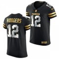 Green Bay Packers #12 Aaron Rodgers Nike 2020-21 Black Golden Edition Jersey