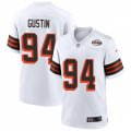 Cleveland Browns #94 Porter Gustin Nike 2021 White Retro 1946 75th Anniversary Jersey